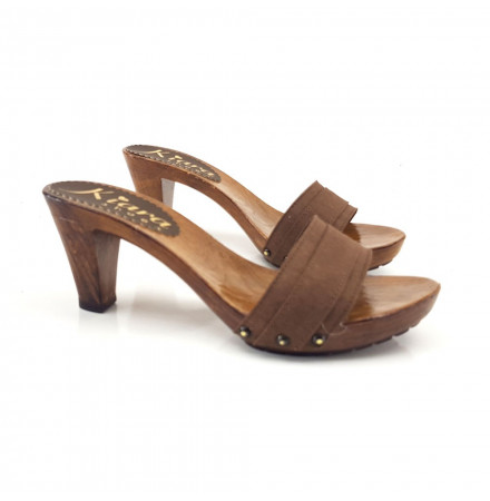 BRAUNE HOLZSCHUHE ABSATZ 8