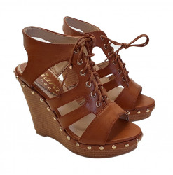 SANDALES PLATES COULEUR CUIR