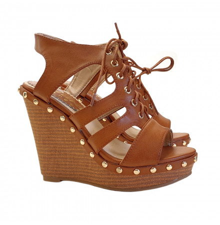 SANDALES PLATES COULEUR CUIR