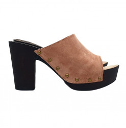 SABOT DE DAIM ROSE AVEC TALON CONFORTABLE