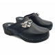 BLACK DUTCH MULE WITH JEWEL