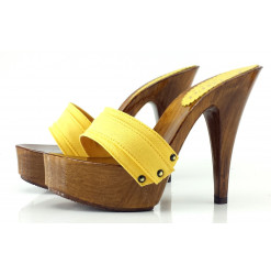 DAMEN CLOGS GELB MIT ABSATZ...