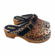 NIEDERLÄNDISCHE CLOGS LEOPARD MIT SCHWARZER SCHNALLE