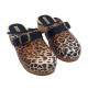NIEDERLÄNDISCHE CLOGS LEOPARD MIT SCHWARZER SCHNALLE