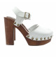 WHITE HIGH HEEL SWEDISH CLOGS