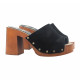 CLOGS AUS SCHWARZEM WILDLEDER MIT 8,5 CM ABSATZ MIT OFFENER ZEHE - MY171 CAM NERO