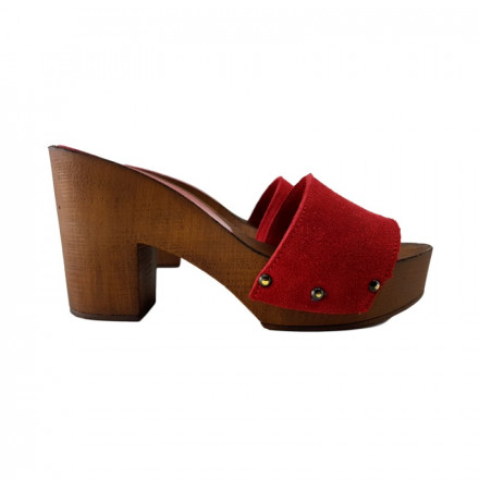 ROTE HOLZSCHUHE AUS WILDLEDER