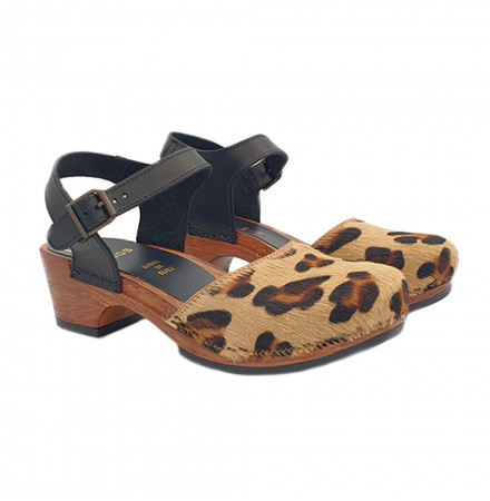 HOLZSCHUHE LEOPARD ABSATZ 5