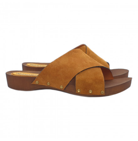 FLACHE CLOGS BRAUN ABSATZ 3 - GM1412 CAM MARRONE