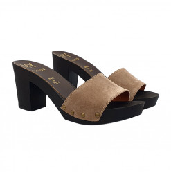 CLOGS TAUPE AUS WILDLEDER -...