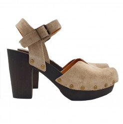 SABOTS EN DAIM BEIGE TALON...