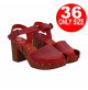 CLOGS AUS LEDER ROT MIT OPEN TOE - MY175 ROSSO