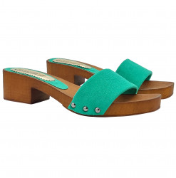 Zuecos elegantes con tira de ante verde y tacón cómodo - G901 CAM VERDE