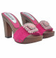 Fuchsia Clogs aus Wildleder mit Absatz 10 und Schmuck - G8051 CAM FUXIA