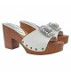 Sabots pour femmes avec tige en cuir enrichie d'accessoires - Made in Italy - G1051 BIANCO