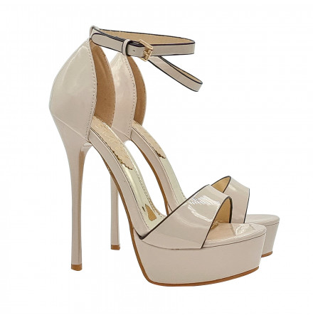 SANDALI BEIGE IN VERNICE TACCO 14