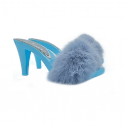 Sexy blaue Clogs mit Fell
