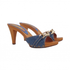DENIM-CLOGS MIT GOLDENEM JUWEL