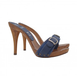 HOLZSCHUHE AUS DENIM MIT...