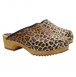 Wooden clogs and leopard...
