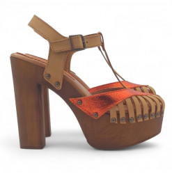 Sandali bicolore in Pelle...