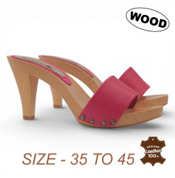 Wooden clogs with leather...